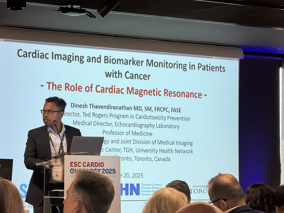 CardioOncologia SEC (@cardiooncosec) on Twitter photo Biomarkers, Echo and CMR in #cardiooncology by 3 great speakers <a href="/Gulati_Norway/">GeetaGulati</a> Dr JC Plana & <a href="/thavendiranat/">Dinesh Thavendiranat</a>
- Do not stop treatment only due to biomarkers
- More practical guidelines on #cardiacimaging and CTRCT are coming
- CMR applications & relevance
#ESCCardiooncology2025 Biomarkers, Echo and CMR in #cardiooncology by 3 great speakers <a href="/Gulati_Norway/">GeetaGulati</a> Dr JC Plana & <a href="/thavendiranat/">Dinesh Thavendiranat</a>
- Do not stop treatment only due to biomarkers
- More practical guidelines on #cardiacimaging and CTRCT are coming
- CMR applications & relevance
#ESCCardiooncology2025