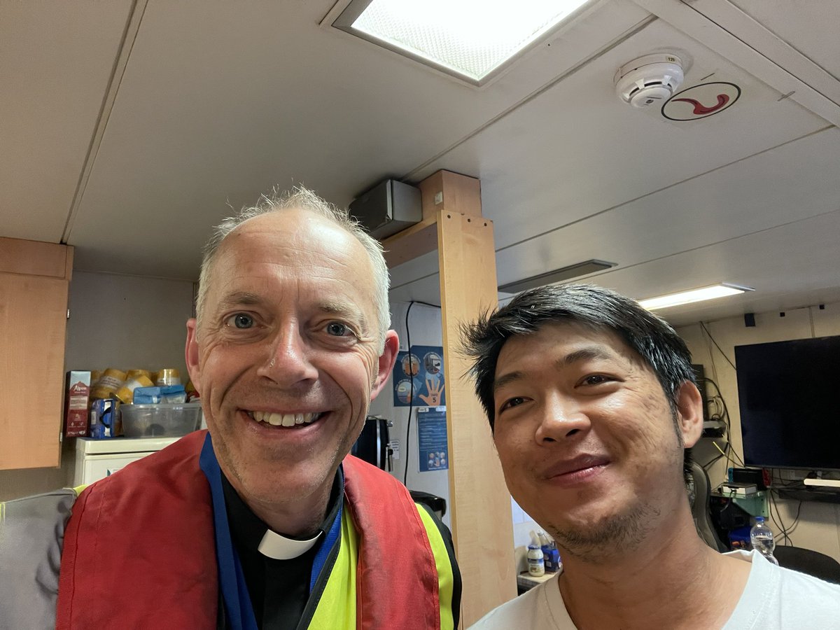 This is Kevin, who we met recently.  He is a Filipino seafarer who had to stop work after an accident onboard.  After an operation and several years ashore he is back onboard.  His is a story of recovery and prayerful patience.  It was great to meet him.