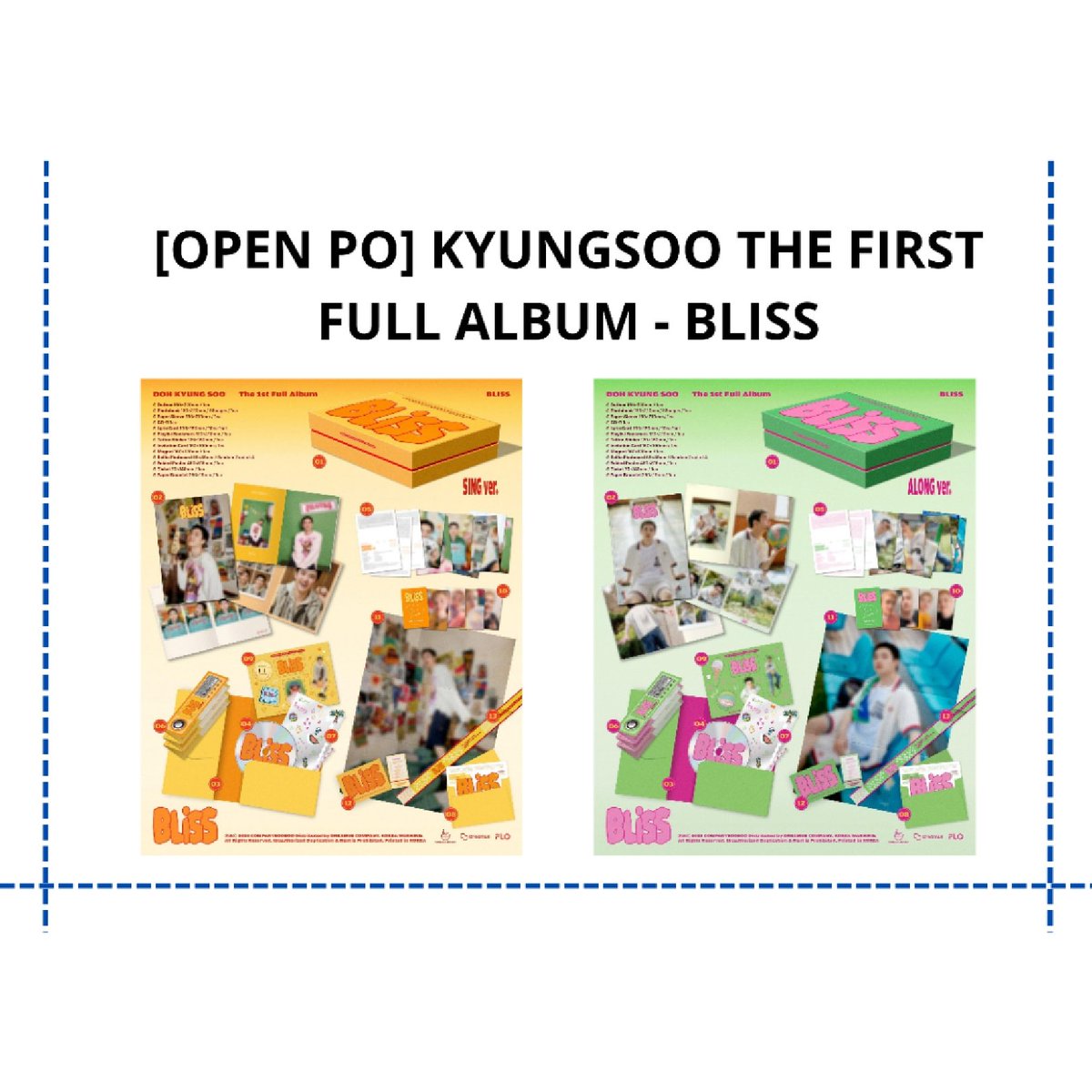 PO DOH KYUNG SOO THE 1ST FULL ALBUM BLISS 
🍀SOUNDWAVE/MUPLANT/BDM/MUKOR
✨340k DP 275k (est 300gr)
✨375k DP 275k (est 500gr) 

✅Est ems+tax
✅Pilih versi 
Pengiriman 🍊
📍Surabaya,Jatim
Close PO : 5 Juli 

Order? Isi form 

forms.gle/ANFXd855VD3RyY…

#kyungsoo #wtsexo