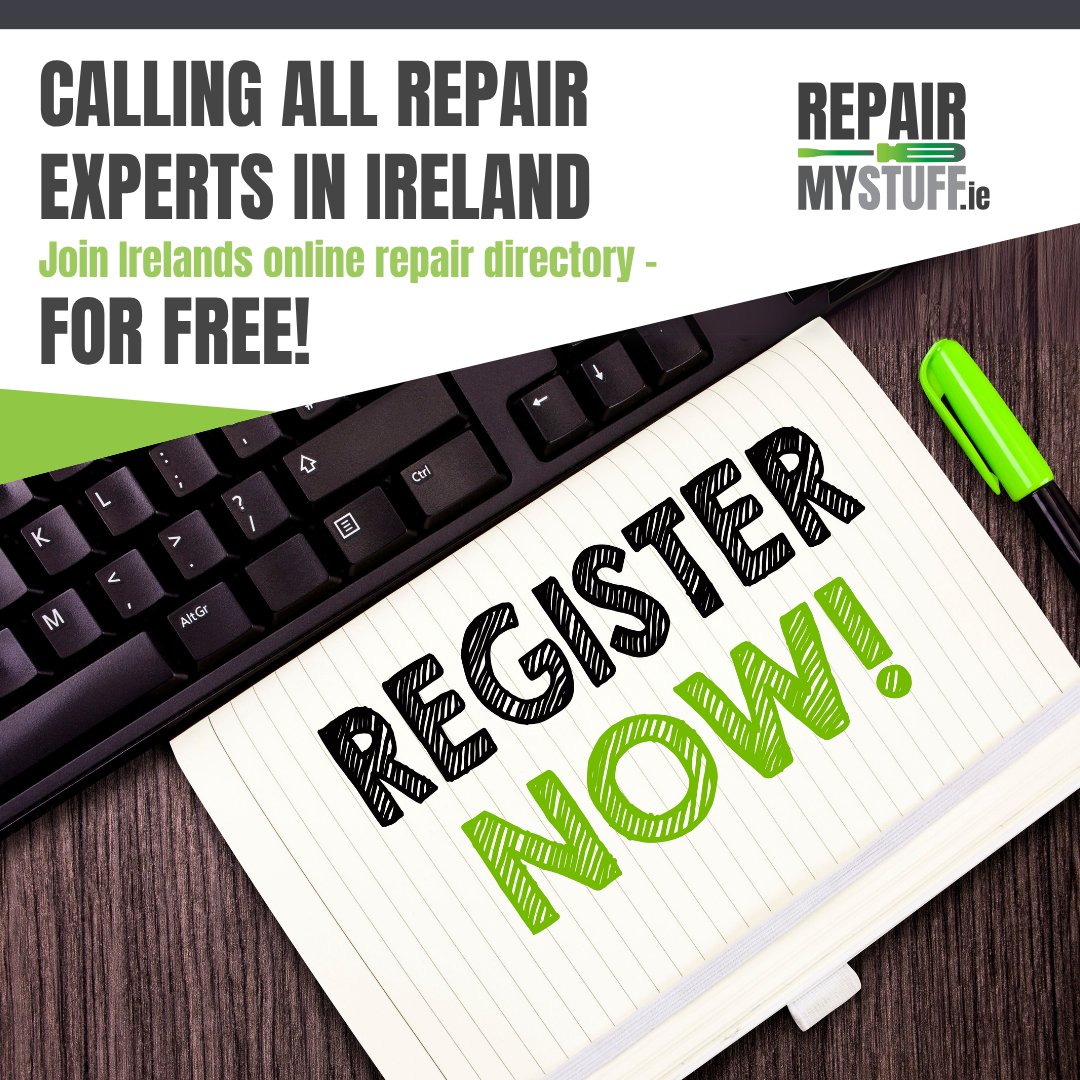 🔧 Calling all repair experts in Ireland.

Join Ireland’s online repair directory — for FREE!

📲 Register your service today: repairmystuff.ie/register

Whether you fix phones, bikes, clothes, electronics or anything in between – list your business for free!

#RepairMyStuff