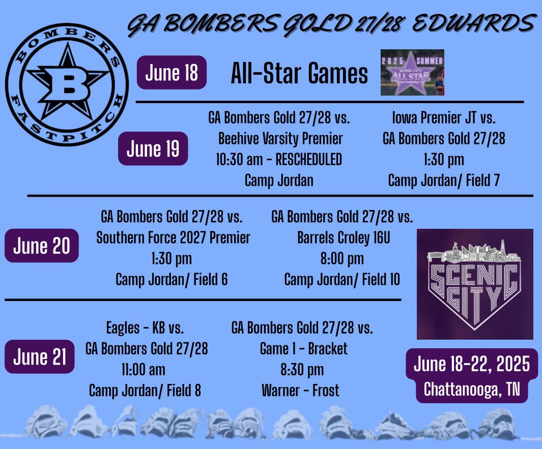 Updated schedule for Scenic City!!