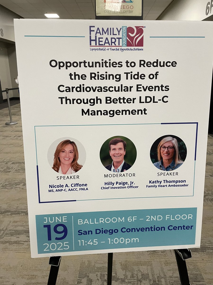 hillypaige2's tweet image. #AANP25
#KnowLpa
#LowerIsBetter
🙏🏻🙏🏻 to Nicole Ciffone (@AzLipid) and @FamilyHeartFdn ambassador Kathy Thompson for two superb presentations at the Family Heart GOAL session at #AANP25!
➡️ Sold out session with over 200 attendees.
@AANP_NEWS
@nationallipid @KAWilemon
@Amgen