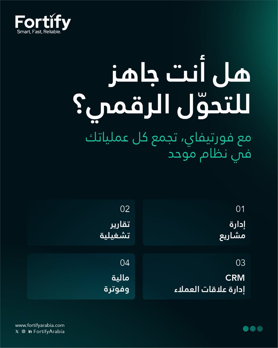 كل عملياتك العقارية… في نظام واحد
ابدأ الآن رحلتك نحو التحول الرقمي!

#Fortify