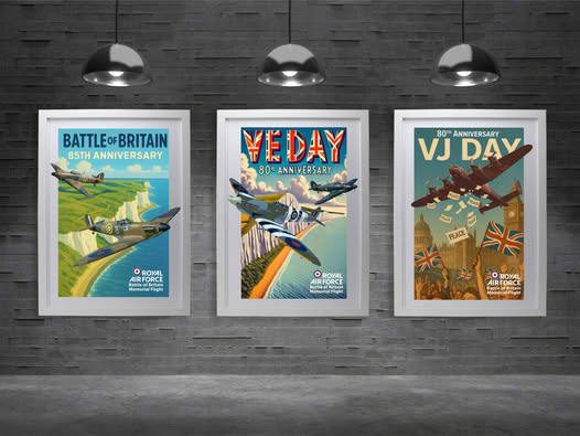 ForcesMerch's tweet image. You asked, we listened. Anniversary range of 3 poster prints now available. forcesmerchandise.com/col.../ve-day-…
Our designs to commemorate this years milestone anniversaries include BBMF aircraft in their current paint schemes beautifully incorporated into 1940's style poster artworks.