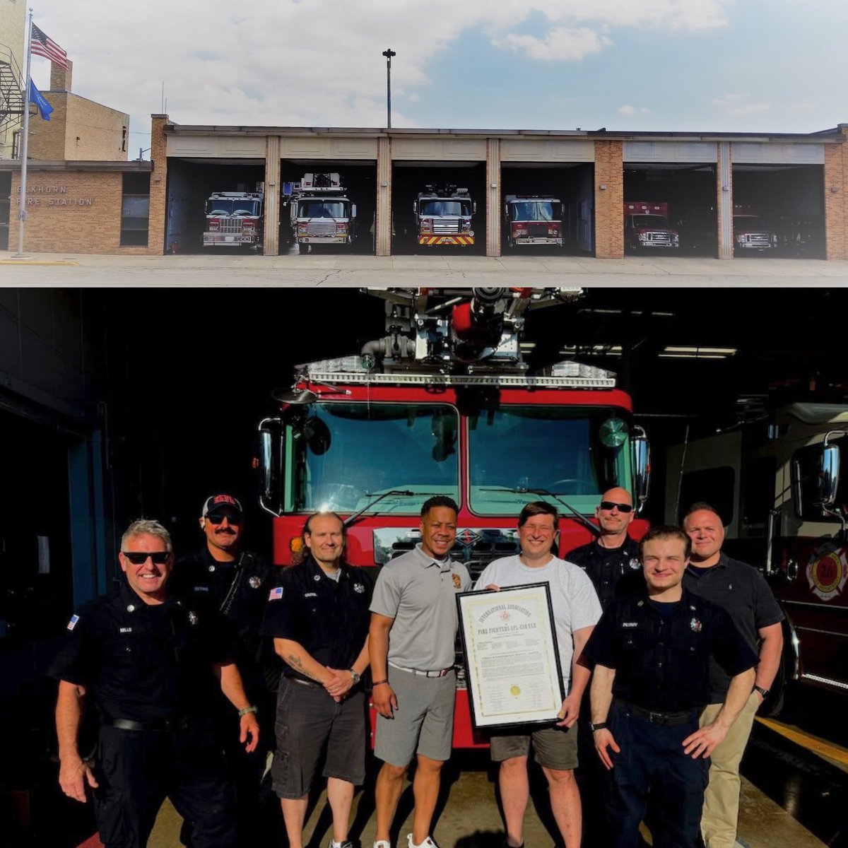 Professional Fire Fighters of Wisconsin (@pffw) on Twitter photo Please help us welcome our newest members of the newly organized Elkhorn Area Fire Department Local 5535. We were on hand as they received their <a href="/IAFFofficial/">International Association of Fire Fighters</a> Charter.
Congratulations to your members on joining our great union! Please help us welcome our newest members of the newly organized Elkhorn Area Fire Department Local 5535. We were on hand as they received their <a href="/IAFFofficial/">International Association of Fire Fighters</a> Charter.
Congratulations to your members on joining our great union!