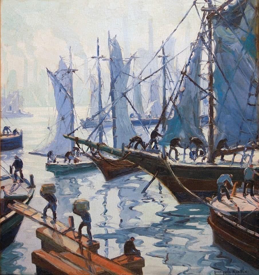 DÍA DE LA BANDERA 
Hoy compartimos la joya de la colección que tiene los colores que nos identifican: “Veleros reunidos” de Benito Quinquela Martín. 
¡Título que exhorta al encuentro bajo en emblema nacional!