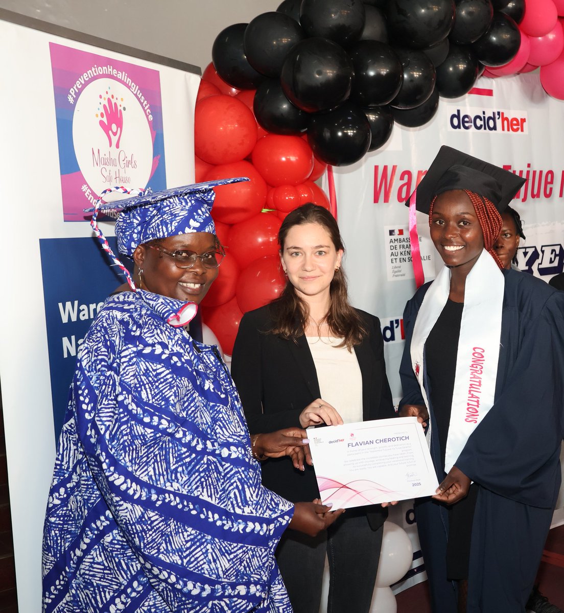 MaishaSafehouse's tweet photo. Empowering girls is at the heart of what we do. Today we celebrate resilience &amp; empowerment. These are girls &amp; survivors who have gained #SRHR knowledge &amp; vocational skills. Now, they graduate &amp; receive startup support to begin their journey to independence. 
@FranceinKenya https://t.co/Hhx22OcZZK