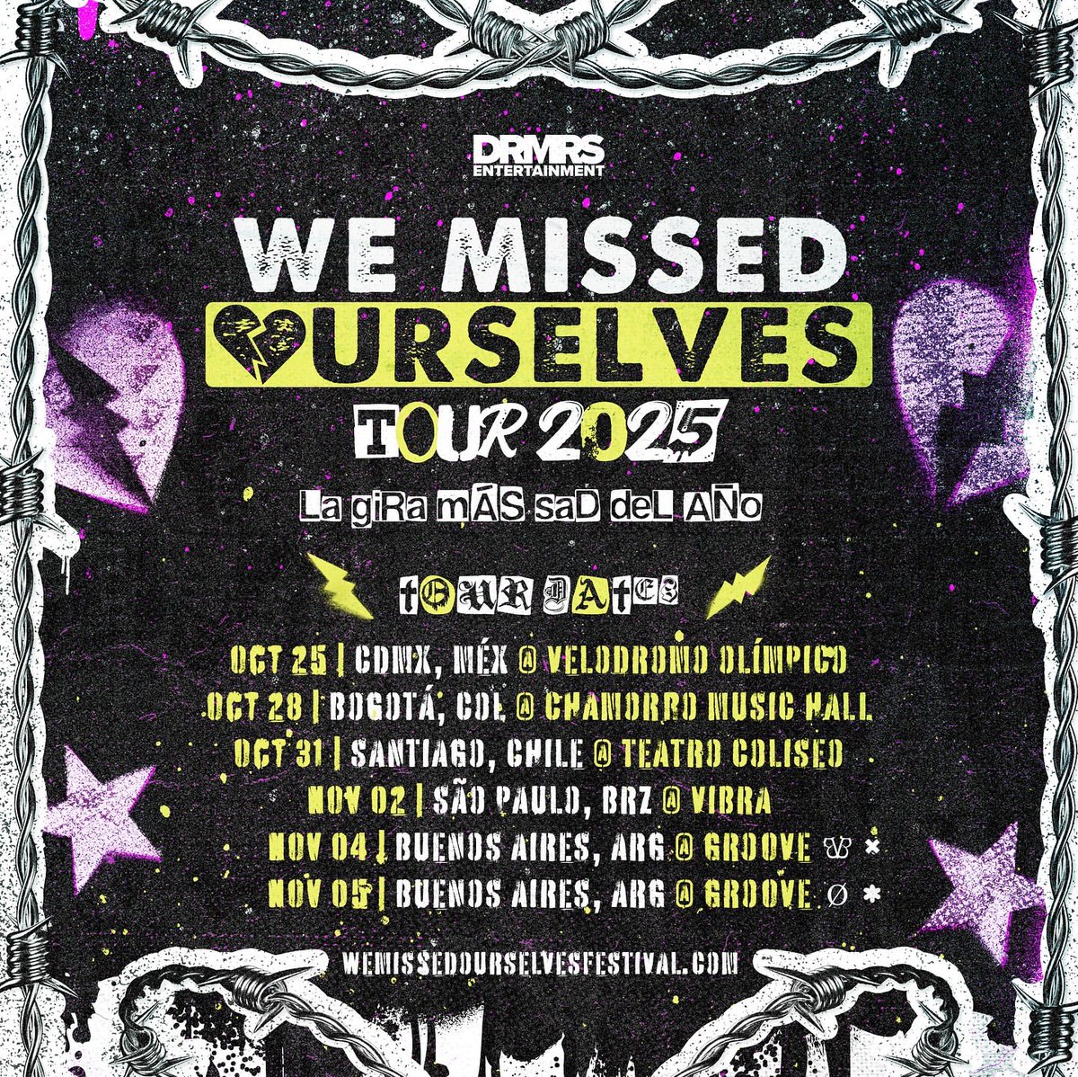 HF (@highfrequencym) on Twitter photo 🖤 We Missed Ourselves no es solo un festival… La gira más sad del año llegará a LATAM.
<a href="/blackveilbrides/">Black Veil Brides</a> <a href="/UnderoathBand/">Underoath</a> <a href="/silverstein/">Silverstein</a> <a href="/SensesFail/">Senses Fail</a> #ismfof
🎟️ Boletos ya a la venta.
#WeMissedOurselvesTour #EmoIsNotDead 🖤✨ 🖤 We Missed Ourselves no es solo un festival… La gira más sad del año llegará a LATAM.
<a href="/blackveilbrides/">Black Veil Brides</a> <a href="/UnderoathBand/">Underoath</a> <a href="/silverstein/">Silverstein</a> <a href="/SensesFail/">Senses Fail</a> #ismfof
🎟️ Boletos ya a la venta.
#WeMissedOurselvesTour #EmoIsNotDead 🖤✨