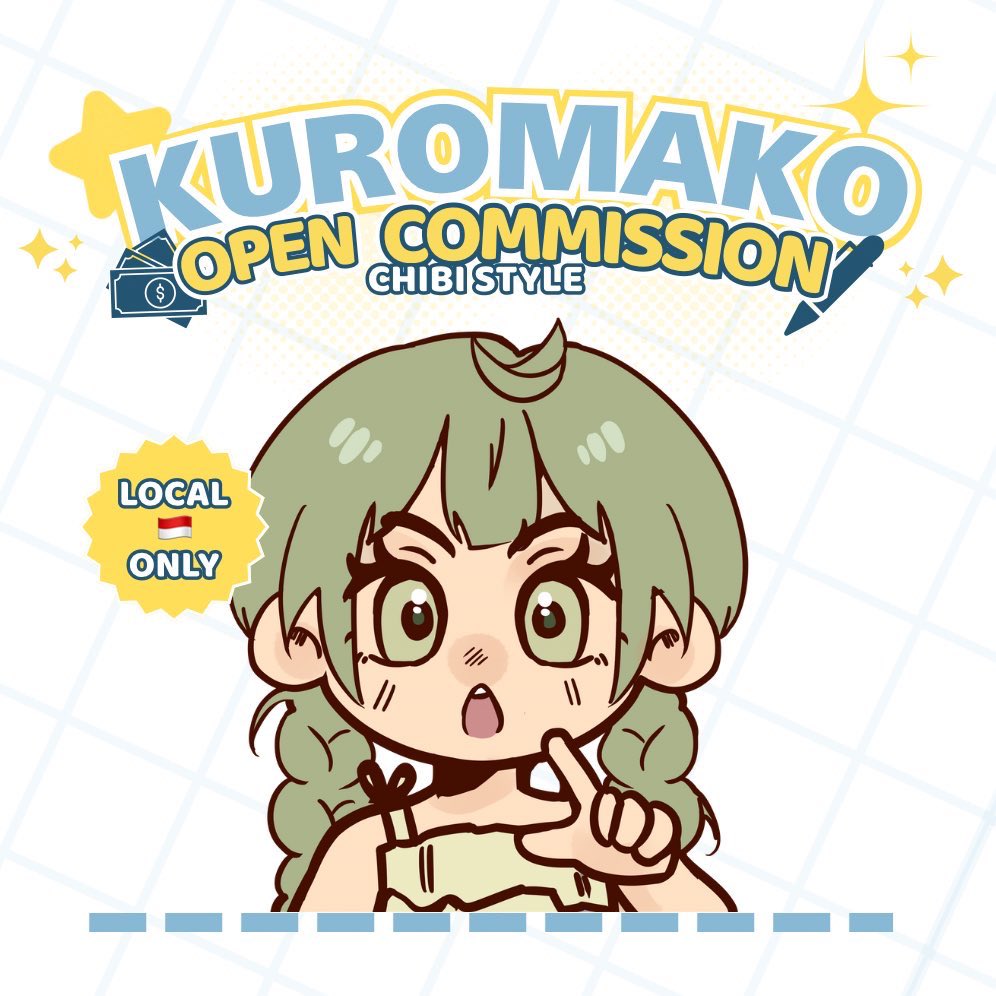 kuromako_09's tweet photo. 💫✨ KUROMAKO CHIBI COMMISSION OPEN ✨💫

(like and rt’s are very appreciated) 

halo teman teman 🙋‍♀️ aku open komis chibi for local only 🇮🇩✨ jikalau  berminat / ingin bertanya jangan sungkan sungkan buat ketuk dm yaaa 🫶✨❤️ 

#artidn #zonakarya #zonauang #commissionopen #wts https://t.co/7jRoKn0rYd