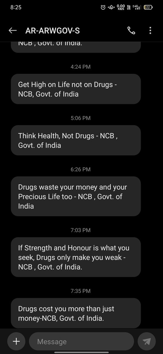 प्रिय NCB <a href="/narcoticsbureau/">NCB INDIA</a> मैं कोई बेवड़ी या नशेड़ी हूँ? जो आप मुझे ऐसे हर एक–आधा घंटा में मैसेज करके यह साबित करने में लगे है?

मैं आपके इन मैसेज से परेशान हो कर अवसाद (depression)में जा रही हूँ..😭