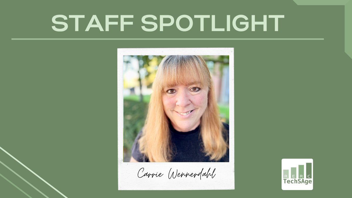TechSAgeRERC's tweet image. Staff Spotlight: Carrie Wennerdahl
Carrie is a Research Coordinator for the Center on Health, Aging, and Disability (CHAD) @UofIllinois She coordinates interdisciplinary research initiatives and community outreach.
Learn more about her ➡️ TechSAgeRERC.org
@AHSIllinois