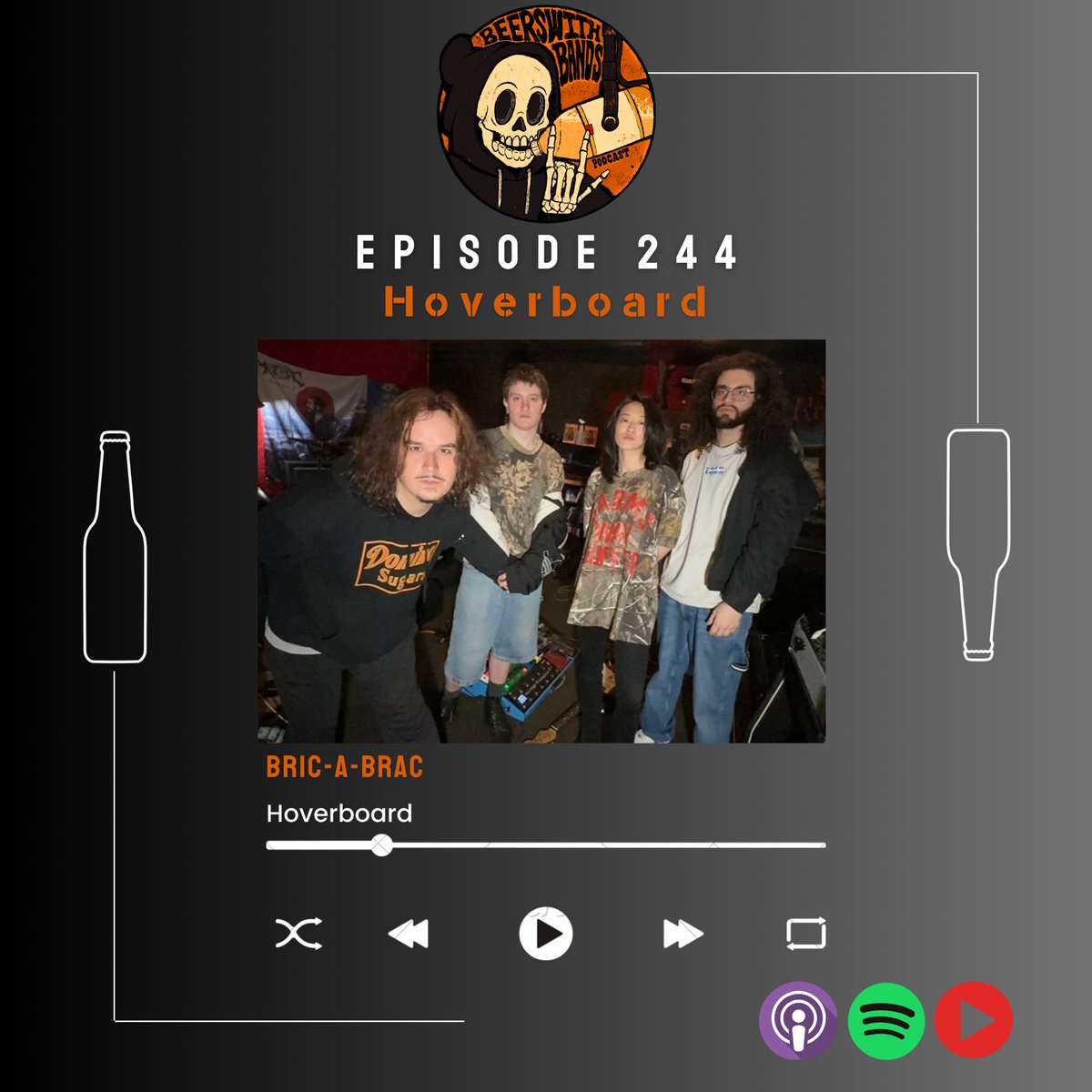 BeersWBandsPod's tweet image. On this episode I sit down with Hoverboard. We talk about moving the band to Chicago, their upcoming singles &quot;Bric-A-Brac&quot; and &quot;Earmuffs&quot;, and more!!! Check it out!

Streaming: linktr.ee/BeersWithBands

YouTube: youtu.be/XjD16pV1wv4?si…