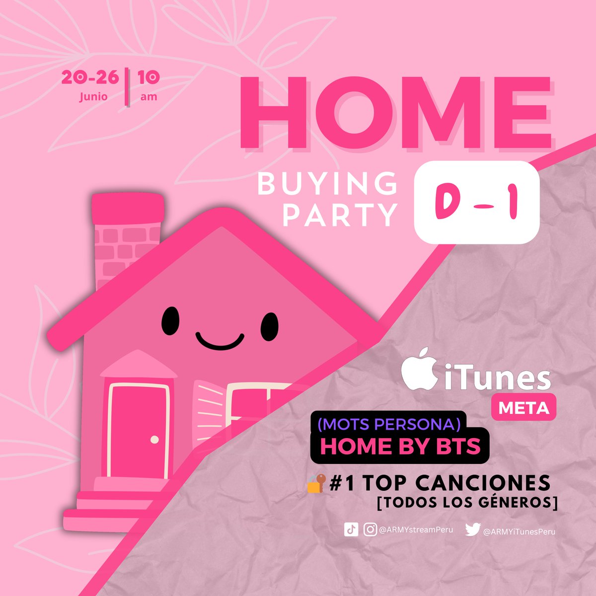 ARMYiTunesPeru's tweet photo. #ARMYPeru 🇵🇪 | BTS IS HOME D1
Oficialmente Bangtan se reúne como equipo el día de hoy 😭! Celebremos como} sabemos hacerlo:
Compraremos:
📍Ahora - HOME by #BTS
¡El #1 en el Chart de Itunes Perú debe ser nuestro🤩!
OUR 7 IS HOME
SUGA IS BACK
#BTSISBACK #btsishome #WEAREBACK https://t.co/WkPfw5s8nj