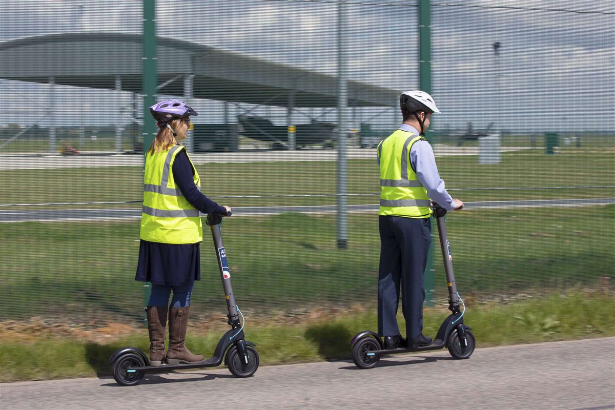 Photo of the Day: RAF Police scramble (Sorry Sophie) to the scene of the vandalised A400. The Armoured Rozzer Scooter (Electric) is used by the Fast Action Response Team &amp; is powered by 4x AR53 batteries and has a top speed of 7.175mph! #GreenWarfare

Photographed from a Canberra