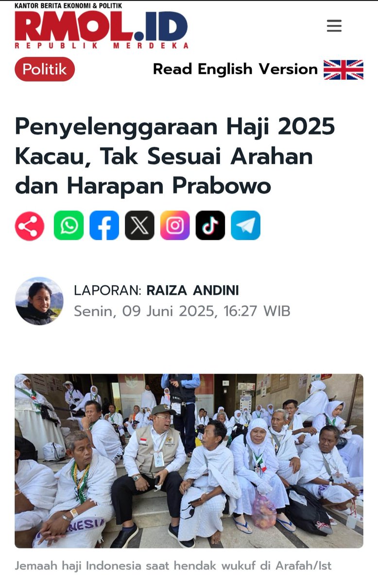 Sudah aye duga sebenarnye bahwa pelaksanaan Ibadah Haji Tahun 2025 Kacau dan kagak sesuai arahan dan harapan Presiden <a href="/prabowo/">Prabowo Subianto</a>... Buruan deh ye Pak Reshuffle Menag!!! Jangan kelamaan dipertahankan!!!
<a href="/ch_chotimah2/">Chusnul ch💞timah</a>
<a href="/KangManto123/">MANTO GUDONO SK</a>
<a href="/KaredokLeunca__/">JEPRET ! KARET NA 2,LADA!🔥</a>
<a href="/_Rizmaya__/">Rizmaya</a>
rmol.id/politik/read/2…