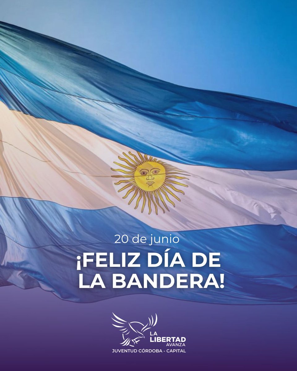 🇦🇷 | En cada pliegue de nuestra bandera vive la historia de un pueblo que eligió ser libre.
De pie, firmes, con ella al frente. Porque la libertad no se entrega, se defiende.
💪🏻Porque la celeste y blanca es de los que se levantan.
¡Feliz Día de la Bandera! 🇦🇷