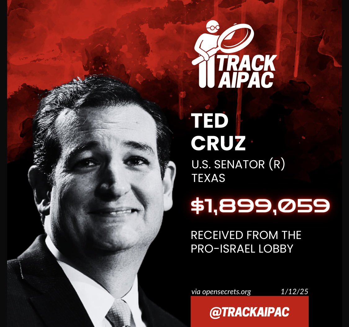 Amandasmylife's tweet photo. I voted republican since Reagan. Voted for you several times. Wrote in my son for senator in 2024 when I realized you didn’t work for me. I pay your salary but Israel buys your votes. You embarrassed me as a representative of Texans. You are a traitor and you should be tried for treason. 

It is my first amendment right as a Catholic with guaranteed free speech to not support the Jewish state of Israel

My family has fought in every war since the Revolutionary War and including our name on the Alamo Memorial that gives me these rights.