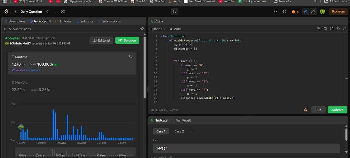 sougatamaity420's tweet image. Day -4/100:
"Success is the sum of small efforts, repeated day in and day out."
Maximum Manhattan Distance After K Changes
#LeetCode #Python #CodingMotivation #100DaysOfCode
