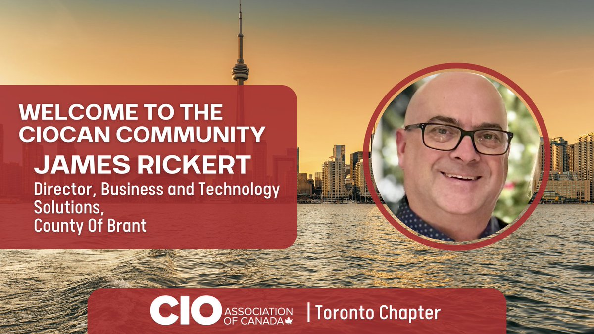 Welcome to the CIO Association of Canada, new Toronto Chapter member, James Rickert!

James is the Director, Business and Technology Solutions for the County of Brant.

#CIOCANNewMembers #ITLeadership