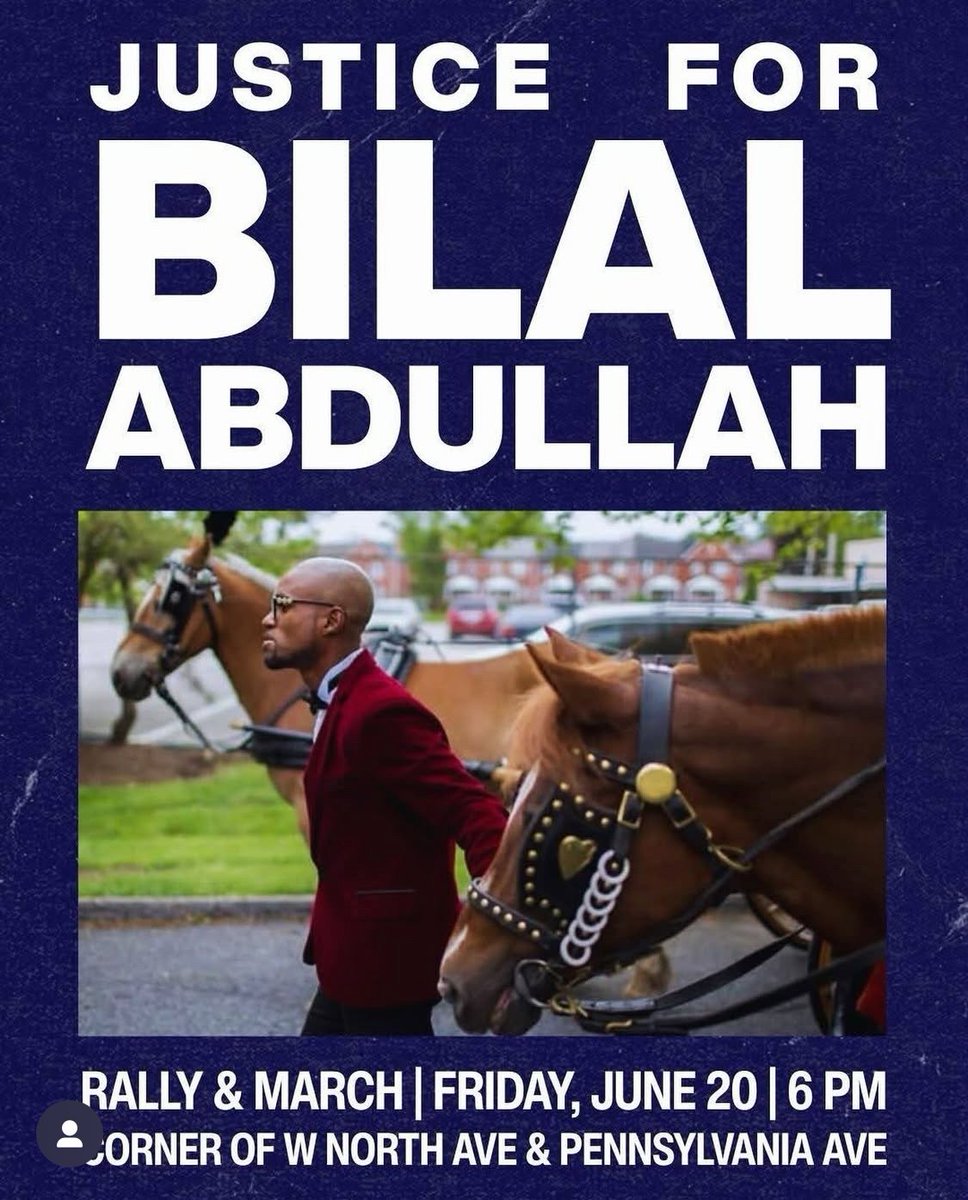🚨TONIGHT 6pm at Penn North🚨 -- March for BJ Abdullah who was killed by Baltimore police. 

BJ was a beloved Arabber, community member and son. His life matters.