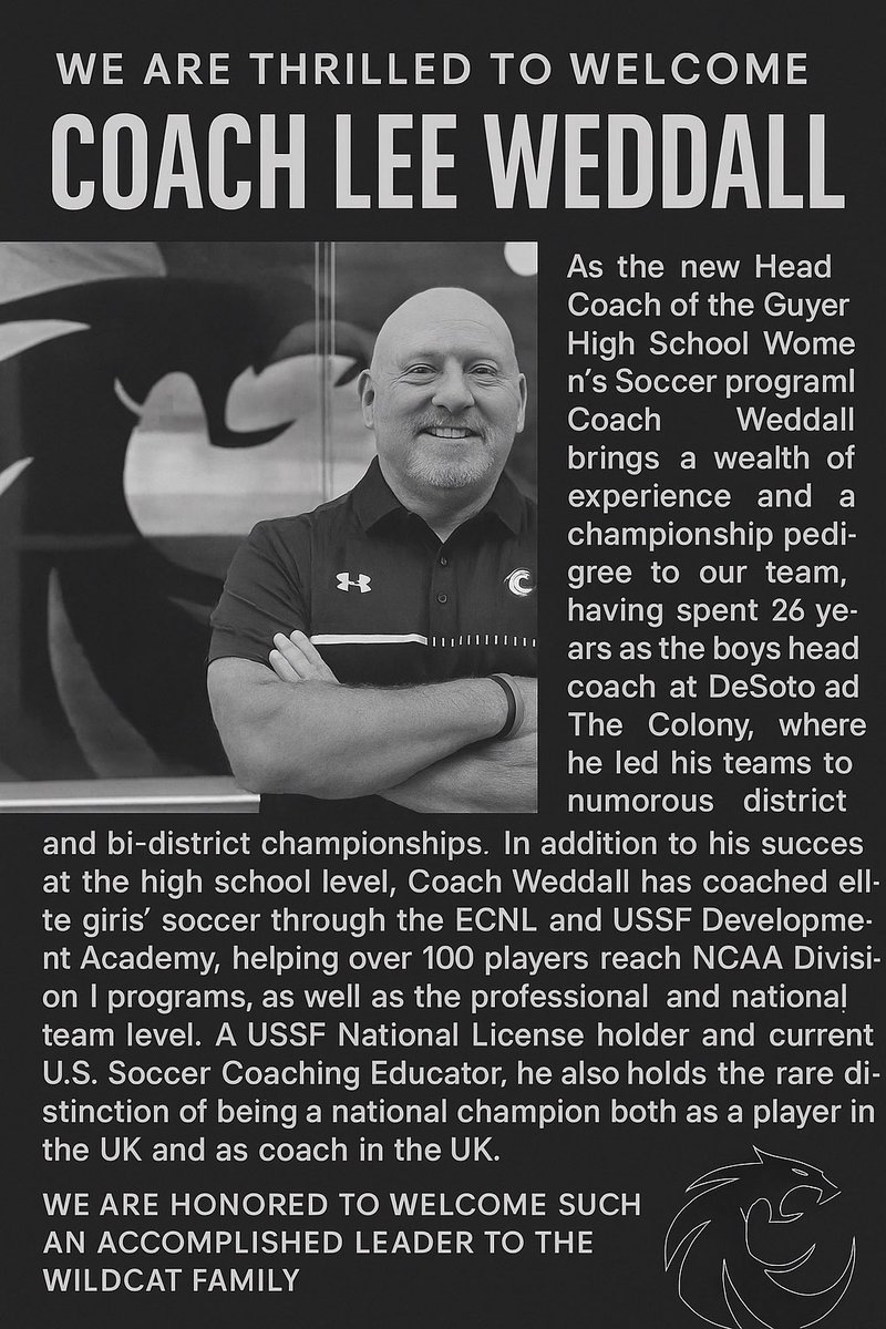 Nicole Jund, EdD (@nicolejund) on Twitter photo Please join me in welcoming Lee Weddall to <a href="/GHS_Wildcats/">Guyer HS Wildcats</a> and <a href="/Guyer_GSoccer/">Guyer Girls Soccer</a> #Southside <a href="/DentonISDSports/">Denton ISD Athletics</a> <a href="/GuyerAthletics/">Guyer Wildcat Athletics</a> Please join me in welcoming Lee Weddall to <a href="/GHS_Wildcats/">Guyer HS Wildcats</a> and <a href="/Guyer_GSoccer/">Guyer Girls Soccer</a> #Southside <a href="/DentonISDSports/">Denton ISD Athletics</a> <a href="/GuyerAthletics/">Guyer Wildcat Athletics</a>