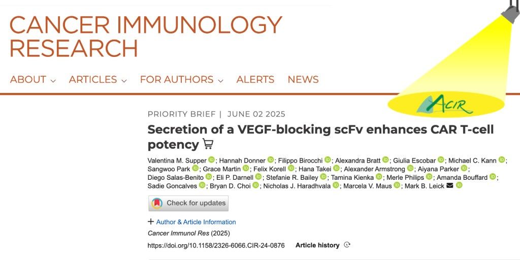 Analyzing scRNAseq data from CAR T cell infusion products, Supper and Donner et al. found that VEGFR1 was expressed in 41BB.z CAR T cells and associated negatively with treatment response. bit.ly/3FW0PIi