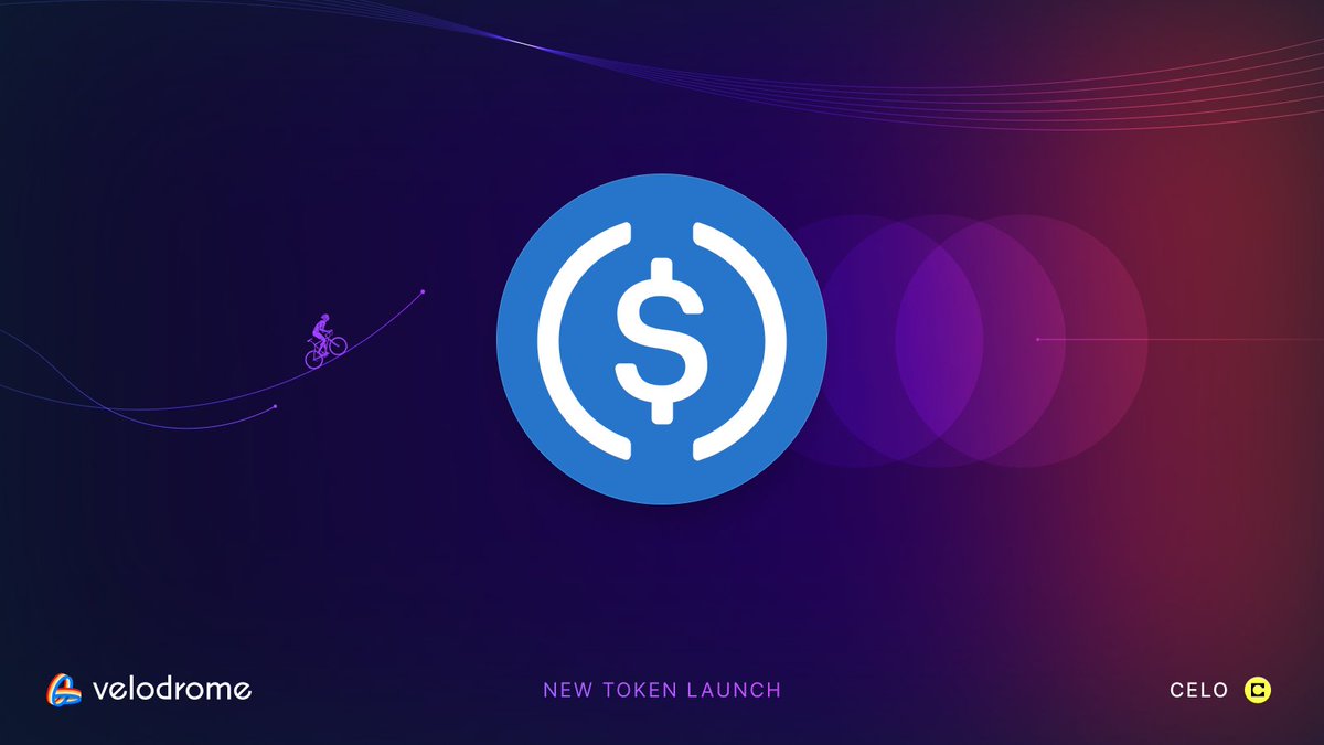 VelodromeFi's tweet image. New Launch Alert: $USDC

USDC is now available to trade and LP on @Celo, paired with WETH &amp;amp; CELO.

Emissions are flowing🚴‍♂️