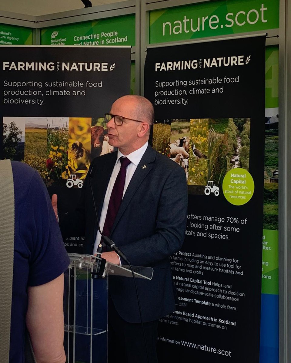 NatureScot's tweet image. Great to hear from Minister for Agriculture @JimFairlieLogie, @QMScotland Chair Kate Rowell, and @ScotLandEstates Chair @DeeWardRottal at our #RHS2025 reception today!
#FarmingWithNature 📣🌳