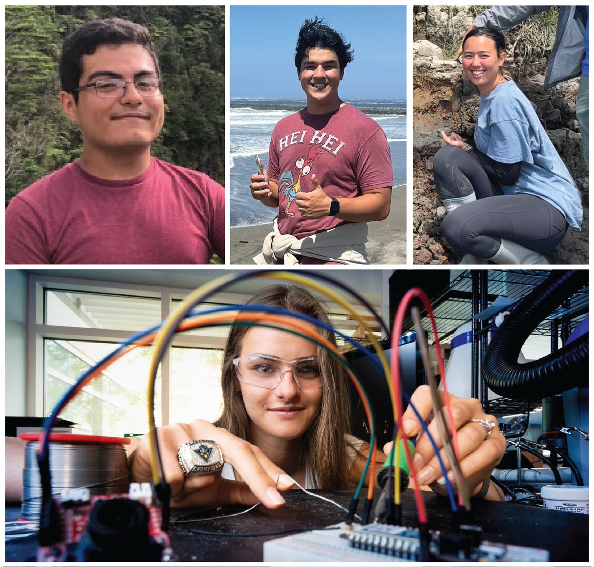 Congrats to EOS MS students Bentley Settin (bottom), Jonathan Vasquez (top left), Cody Allen (top middle), Mira Anderberg (top right), and Dan Portelli, who recently received GSA Research Grants! Along with PhD student Camille Sullivan, total GSA grant funds is over $14K!