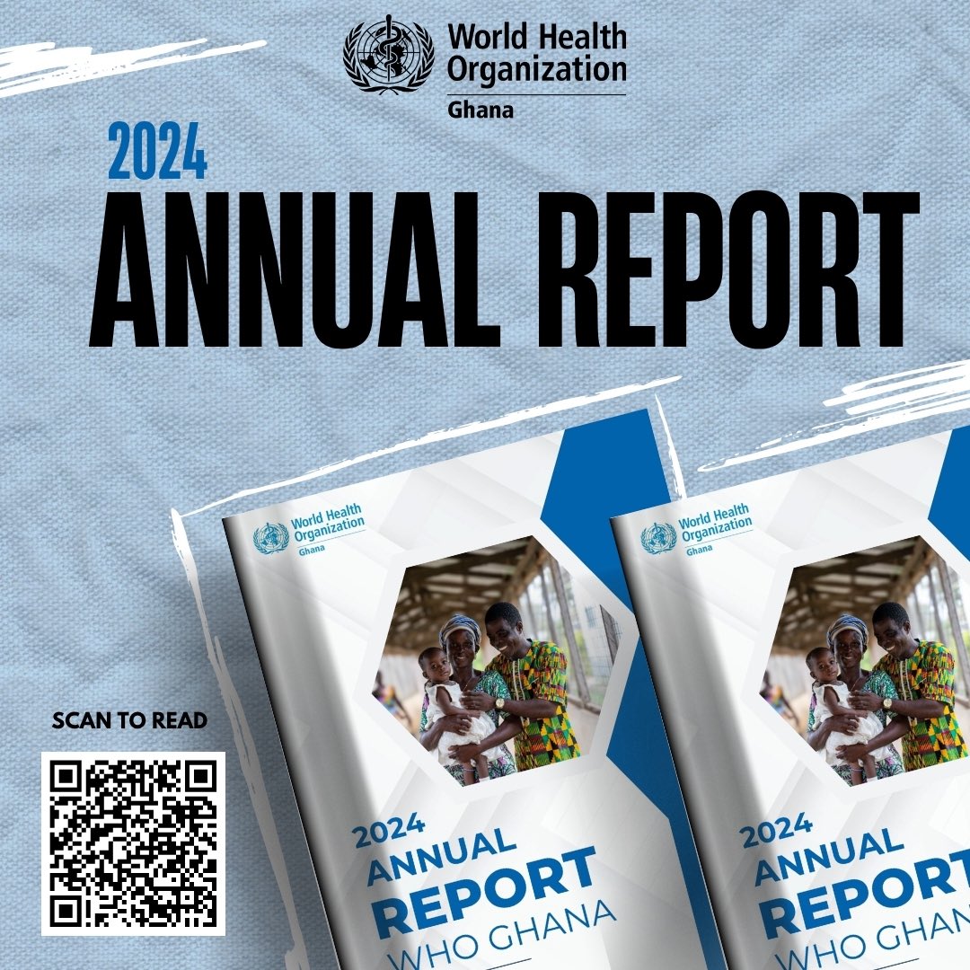 Our 2024 #AnnualReport is out!

From health systems strengthening to emergency response, disease control to immunization, 2024 marked a year of action, partnerships &amp; impact at <a href="/WHOGhana/">WHO Ghana</a>.

Explore how we’re helping shape a healthier, more resilient Ghana➡️ bit.ly/4l8bZsm