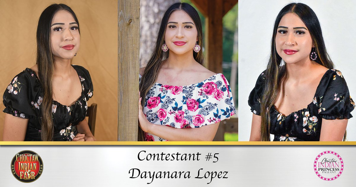 NAME:  Dayanara Lopez
 
CONTESTANT:  5

SPONSOR:  Red Water Development Club

WHAT IS YOUR FAVORITE PART OF THE CHOCTAW INDIAN FAIR, AND WHY?  My favorite part is visiting the artisans, because I get to see other people’s artwork.
