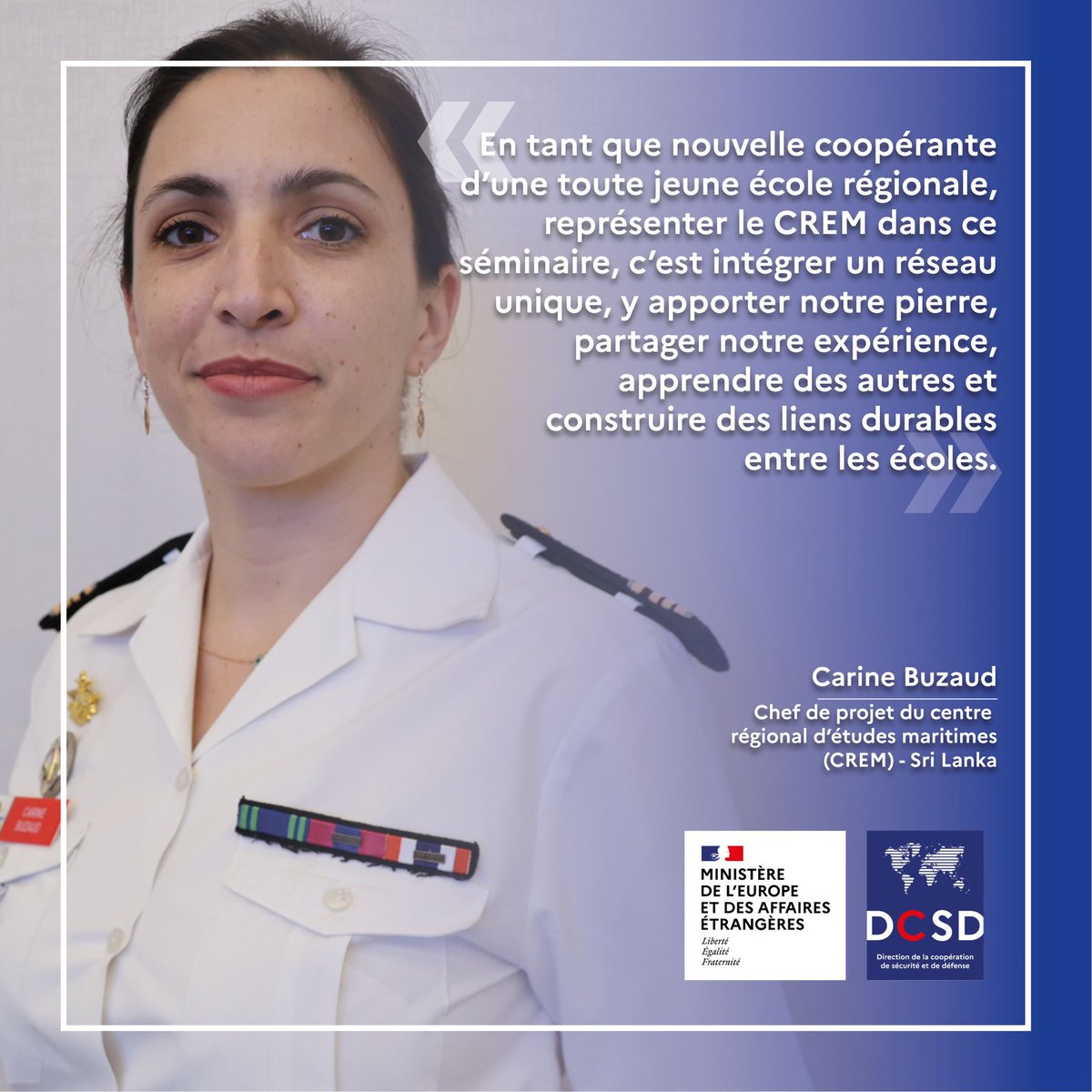 CoopSecuDefense's tweet image. #Congo 🇨🇬🇫🇷 : 5️⃣ᵉ édition du séminaire des écoles de la #DCSD.
➡️ Découvrez le témoignage de Carine Buzaud, chef de projet du CREM au Sri Lanka.