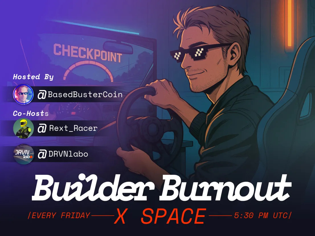 Builder Burnout Space | Today @ 9:30AM PST 🔥
Real builders, Real convo - Pull up, share what you’re building, or just vibe with fellow onchain creators.

$BSTR ’s heating up behind the scenes... keep your engine running. 🏁
x.com/i/spaces/1gqxv…