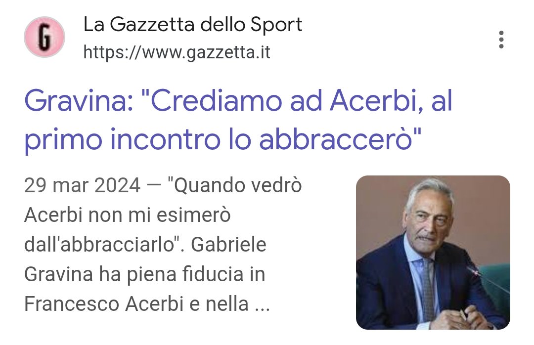 Su #Acerbi si esagera!
Ha solo mostrato il medio ai tifosi, proferito insulti razzisti a Juan Jesus, sbertucciato Henry dopo un rigore sbagliato, perculato un campione come Muller, rifiutato la Nazionale, minacciato un tifoso del PSG...
Ma siamo con #Gravina: è da abbracciare! ❤️