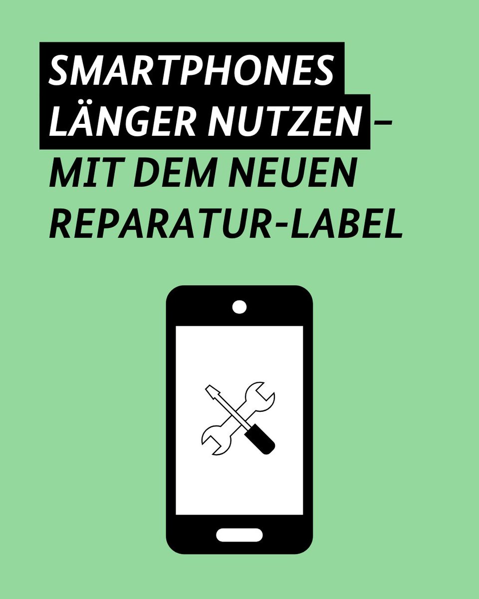 Smartphones &amp; Tablets jetzt mit Reparatur-Index! 🔧📱 Das neue EU-Energielabel zeigt, wie gut Geräte reparierbar sind – von A bis E. Für mehr Nachhaltigkeit, längere Nutzung &amp; weniger Elektroschrott.  

➡️bmwk.de/Redaktion/DE/P… 

#Reparatur #EU #Energielabel