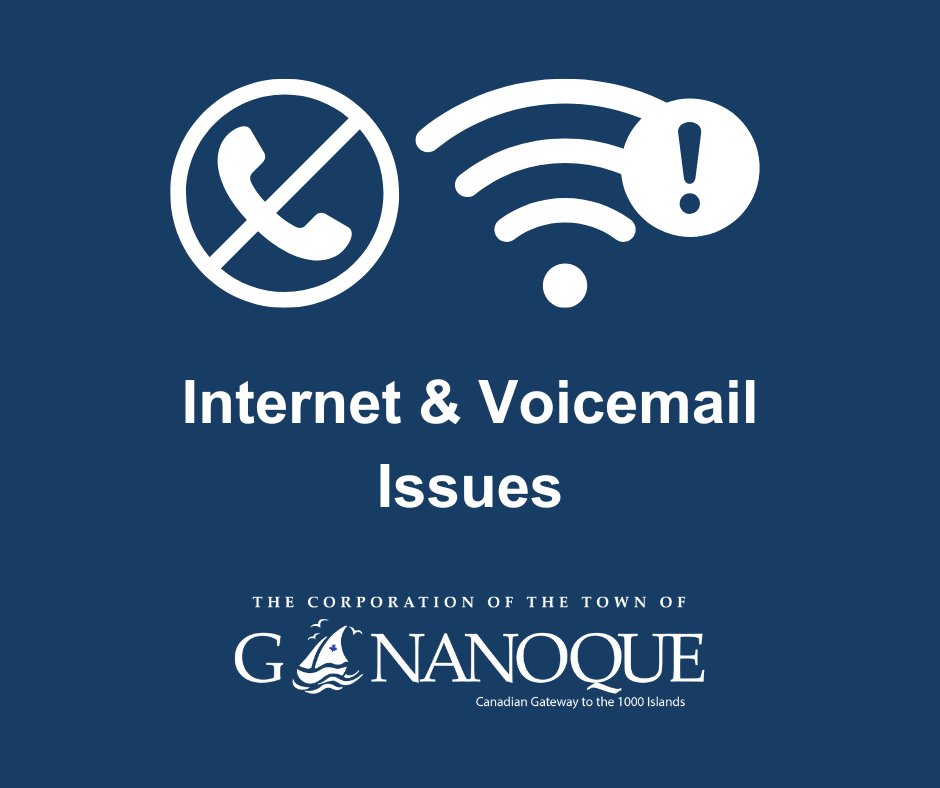 Notice | Internet &amp; Voicemail Issues

Please be advised that the Town of Gananoque, Gananoque Municipal Marina, and the Lou Jeffries Arena are currently experiencing issues with internet and voicemail services.

Stay tuned for updates