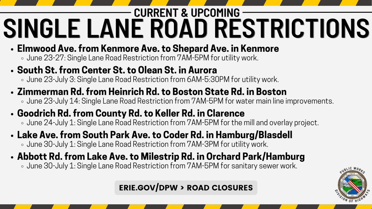 Current and upcoming single lane road restrictions to keep in mind!