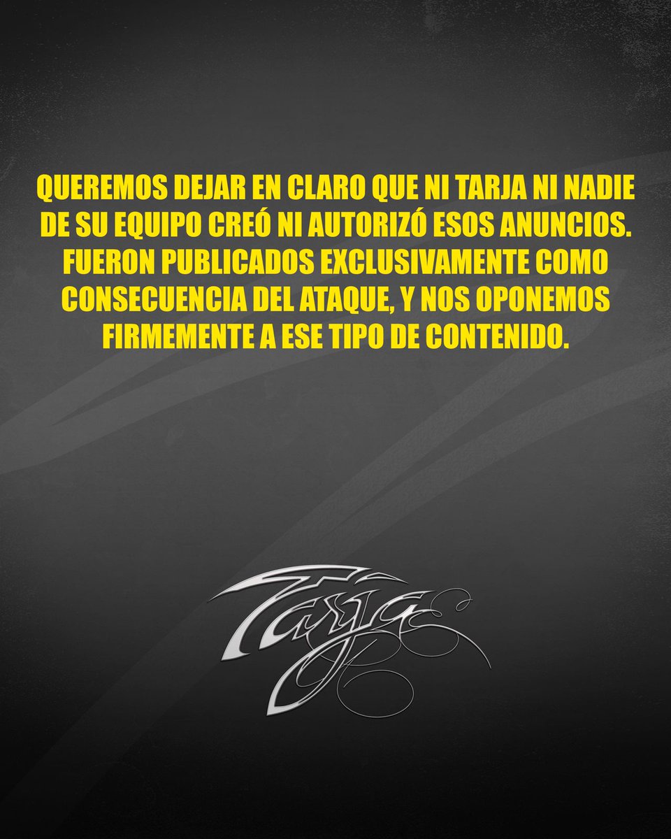 metaleterno's tweet photo. 🛑 Meta bloqueó la página oficial de Facebook de Tarja

El 2 de abril, las cuentas oficiales de Facebook e Instagram de Tarja fueron comprometidas por terceros no autorizados mediante un ciberataque.
🔎 Número de caso: 1013936180889258 https://t.co/ZsBbIFIT6s