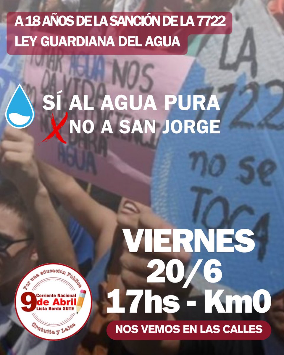 Un dia como hoy, hace 18años conquistamos la ley guardiana del agua.
Estamos en guardia siempre para defenderla.
Contra todos los gobiernos y sus socios, decimos que NO TIENEN LICENCIA SOCIAL para la Megaminería! 
#La7722NoSeToca