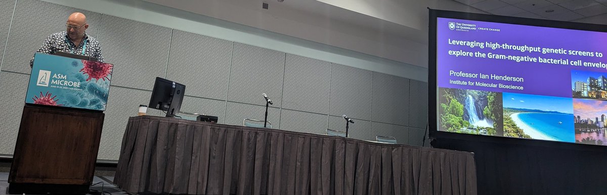 mark_blaskovich's tweet image. #ASMicrobe kicks off early with a presentation by @IMBatUQ director Prof Ian Henderson, talking about genetics and microbes...