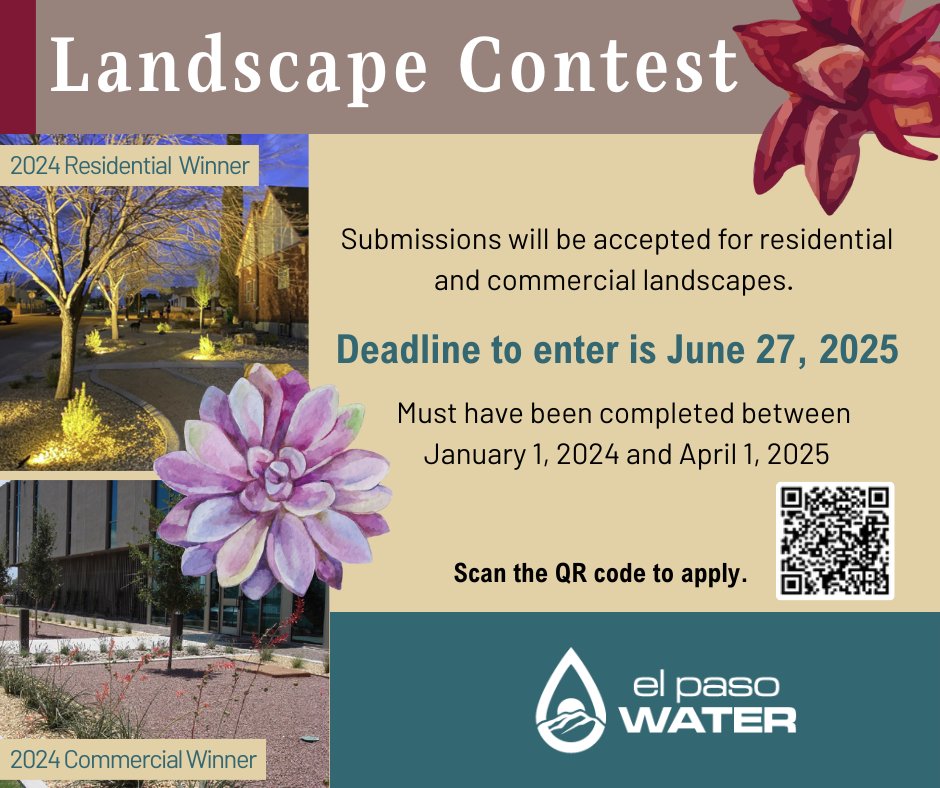 Do you think you have the best native landscape in the city? Then enter our landscape contest for your chance to win bragging rights, tickets to an El Paso Chihuahuas game where you will be recognized during the game. Click this link to apply today! bit.ly/42xx7AG