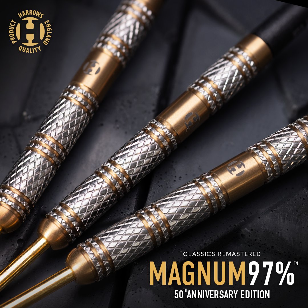 HarrowsDarts's tweet image. 🔶 Magnum 97% 🔶

Crafted with a blend of knurled and smooth grip, this slim, parallel barrel has stood the test of time.

A true Harrows classic - harrowsdarts.com/products/magnu…

#HarrowsDarts #MadeInEngland