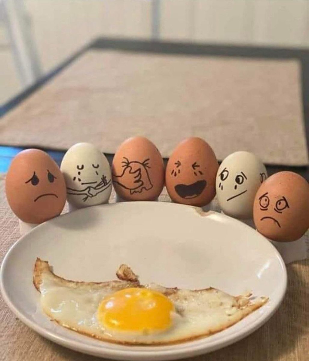 MeghanaMusunuri's tweet photo. He died last fry day. 
Thank God he wasn't beaten. 
Don't worry, he went over easy. 
He's now on the sunny side. 
He's definitely in a better plate.

#WorkplaceHumor #LeadershipWithLaughter #FridayFeels #Eggcellent #PerspectiveMatters #HumorAtWork #TeamSpirit #MentalWellbeing https://t.co/uyUFjARmKV