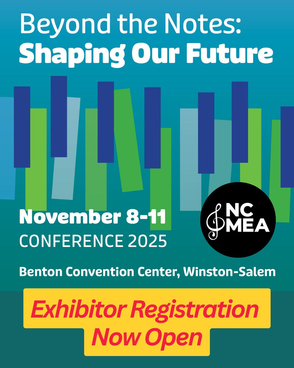 Registration for the 2025 <a href="/NCMEA/">NCMEA</a> Professional Development Conference is open and booths are going fast! Secure your spot now for November 8 -11. 

buff.ly/ws3TPTH

@nafme #puttingthepiecestogether #musiced #musiceducation #musicadvocacy #DEIA