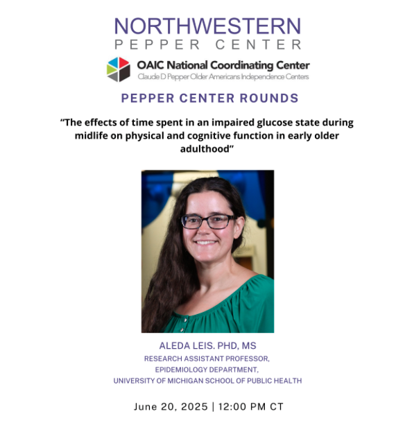 NM Geriatrics (@nmgeriatrics) on Twitter photo Join <a href="/nu_pepper/">Northwestern Pepper Center</a> for the next session of “Pepper Center Rounds,” titled “The Effects of Time Spent in an Impaired Glucose State During Midlife on Physical and Cognitive Function in Early Older Adulthood.” This event will feature Aleda Leis, PhD and will take place on June 20 at Join <a href="/nu_pepper/">Northwestern Pepper Center</a> for the next session of “Pepper Center Rounds,” titled “The Effects of Time Spent in an Impaired Glucose State During Midlife on Physical and Cognitive Function in Early Older Adulthood.” This event will feature Aleda Leis, PhD and will take place on June 20 at