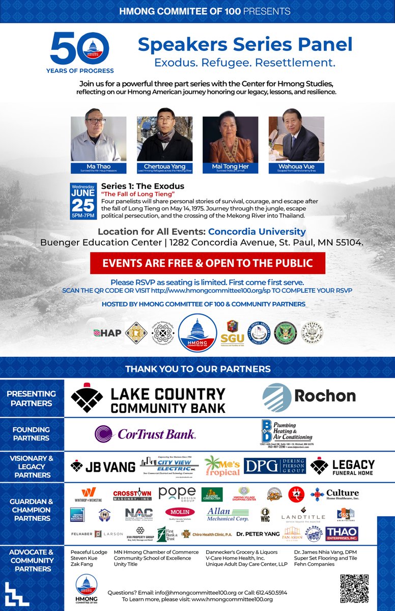 📣 Join us for The Exodus: The Fall of Long Tieng — a powerful panel on Hmong survival, courage &amp; escape after May 14, 1975. 🎤 Free event + refreshments. Limited seating! RSVP 👉 bit.ly/Hmong100Panel #HmongHistory #HAP