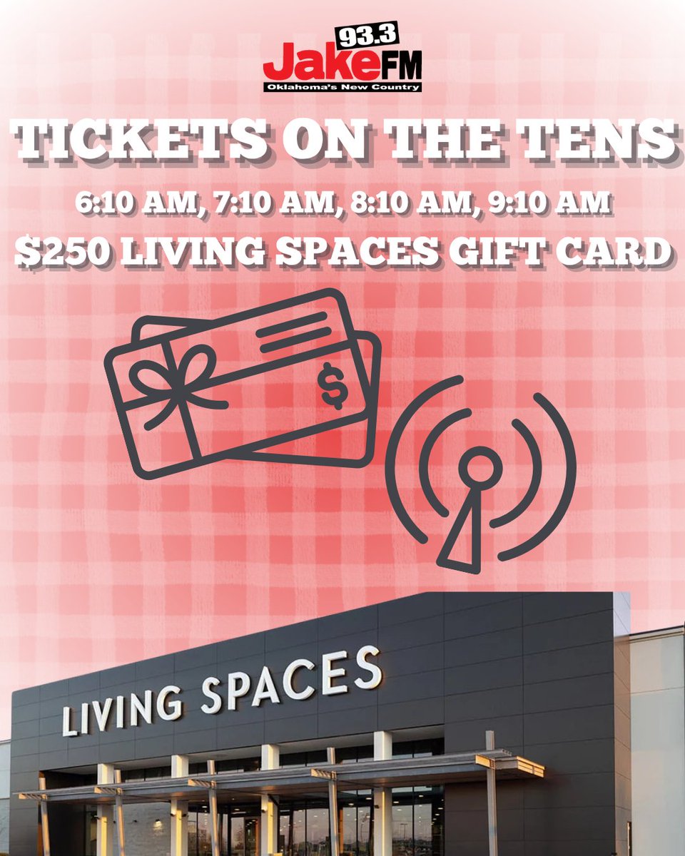 Hey y’all! Make sure to holler at us tomorrow mornin’ for your shot at winnin’ a $250 Living Spaces gift card! – Jake