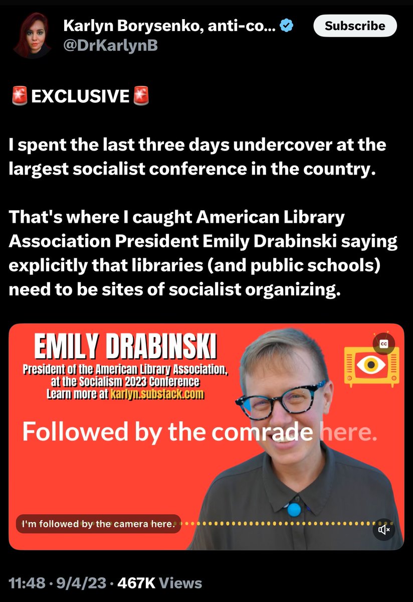 LOW COUNTRY PATRIOT 369 (@lowcountrybk369) on Twitter photo I'm old enough to remember getting a phone call from an ecstatic <a href="/DrKarlynB/">Karlyn Borysenko, anti-communist cult leader</a> who copped this recording of Marxist ALA President Emily Drabinski two days before the recording was released. She was still undercover at the conference. I was in stupid Wal Mart and had to control I'm old enough to remember getting a phone call from an ecstatic <a href="/DrKarlynB/">Karlyn Borysenko, anti-communist cult leader</a> who copped this recording of Marxist ALA President Emily Drabinski two days before the recording was released. She was still undercover at the conference. I was in stupid Wal Mart and had to control
