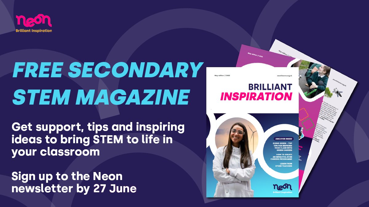 EUKEducation's tweet image. FREE STEM MAGAZINE for secondary schools! Discover inside:
⭐ Exciting, free experiences to book on @Neon_Futures
⭐ Inspiring activities designed for your class
⭐ A roadmap to planning curriculum-linked content
Sign up & get it delivered to your inbox: neonfutures.org.uk/neon-magazine/