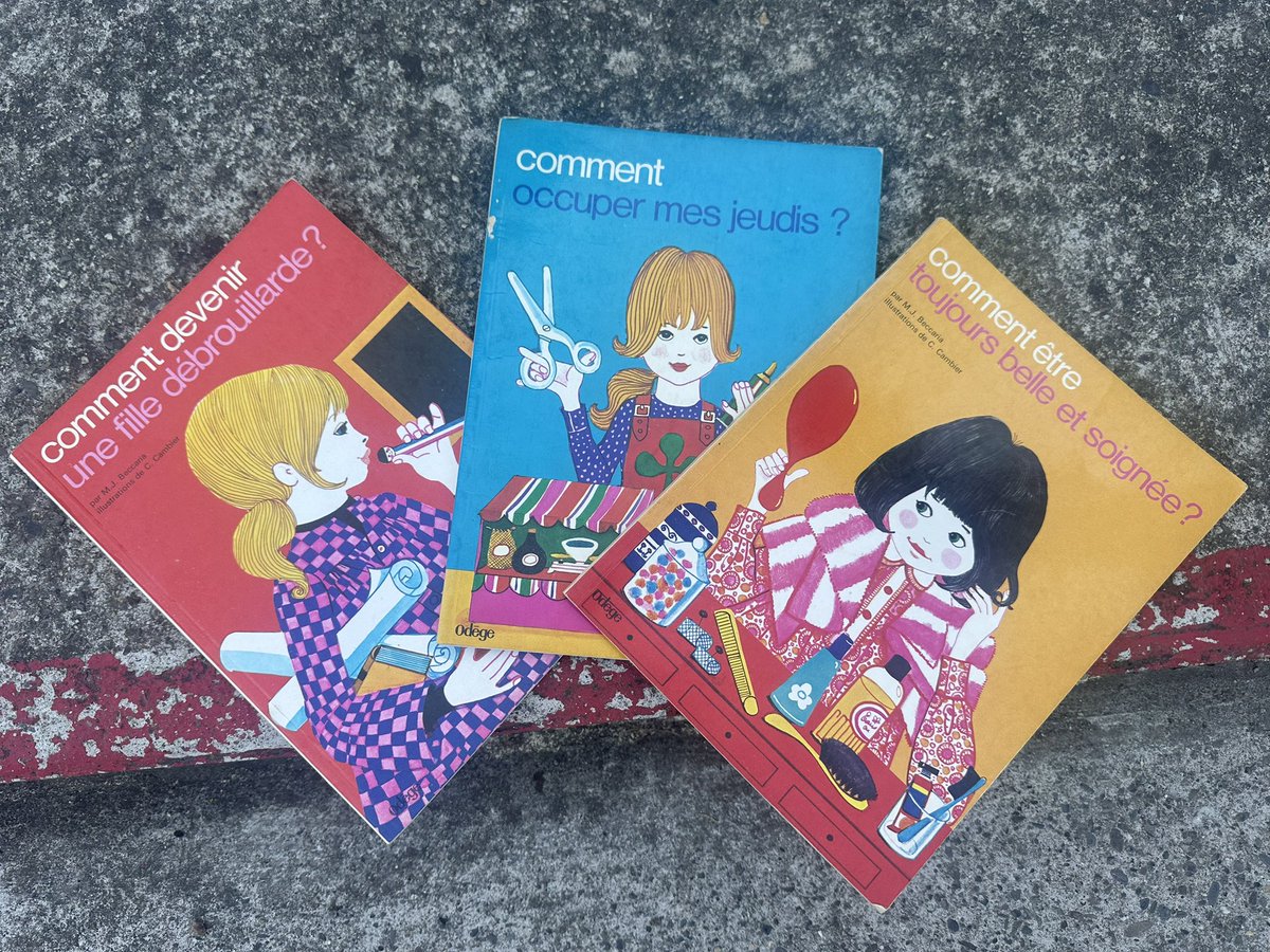 Julie_Philippe_'s tweet photo. Vu à #Pibrac dans une bibliothèque de rue : « comment être toujours belle et soignée ? » « Comment devenir une fille débrouillarde ? » 1972 https://t.co/XPYgPhWUBC